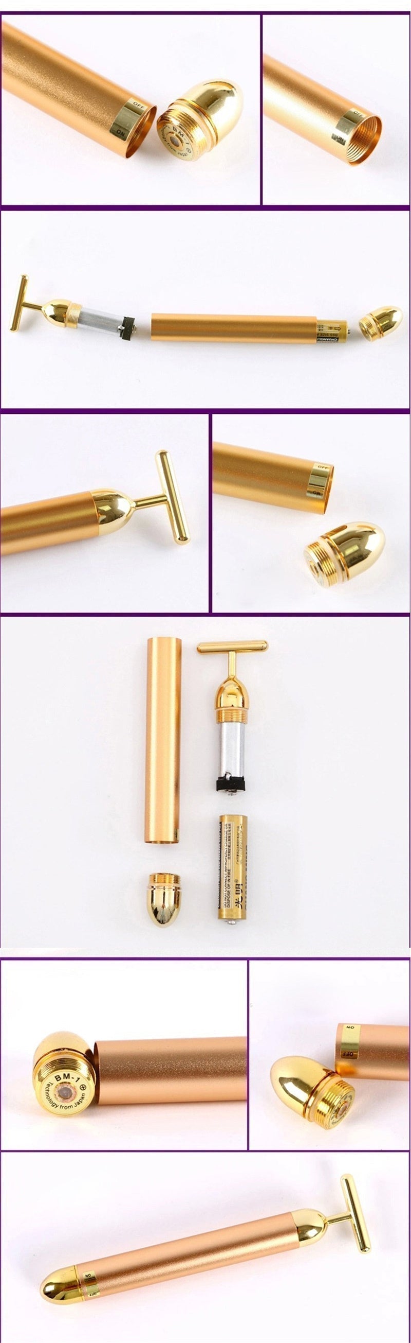 Gold Vibrating Facial Massager Celestique Glow
