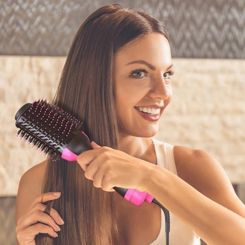 3-in-1 Hair Dryer, Straightener & Hair Curler Brush Celestique Glow
